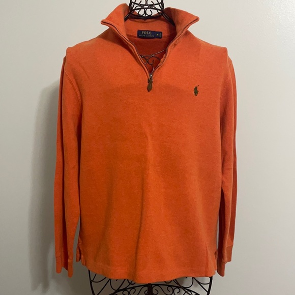 Men’s 3/4 zip soft sweater Polo by Ralph Lauren (Medium) Fall Orange - Picture 1 of 5